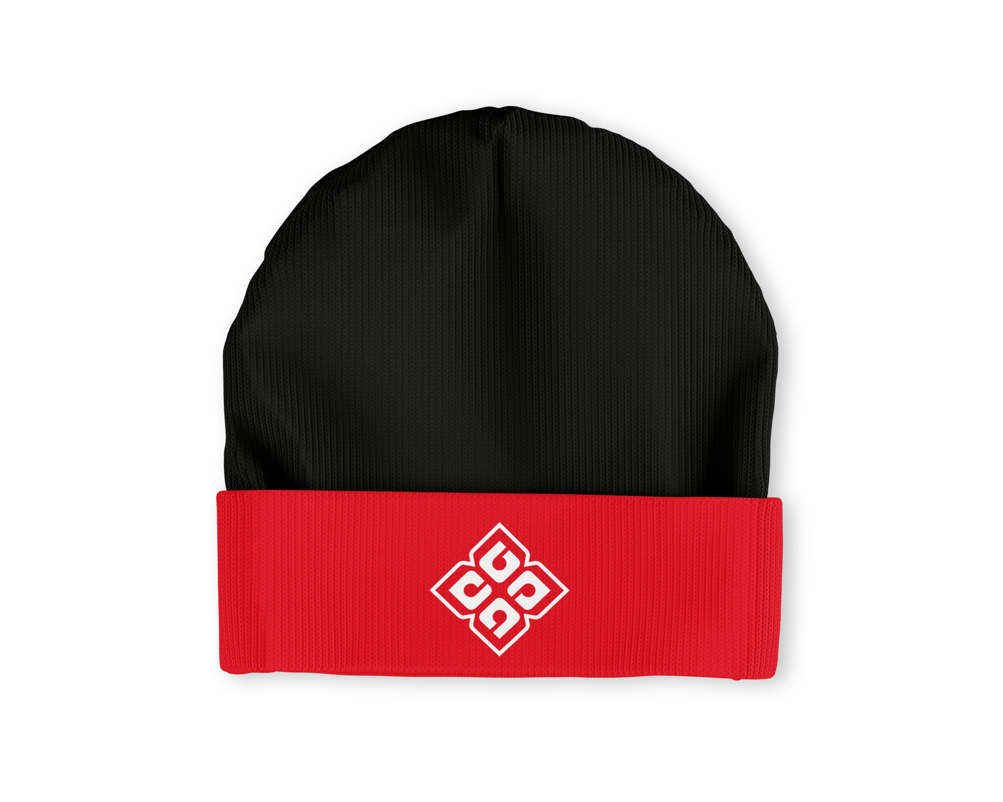 plain beanie red&blk